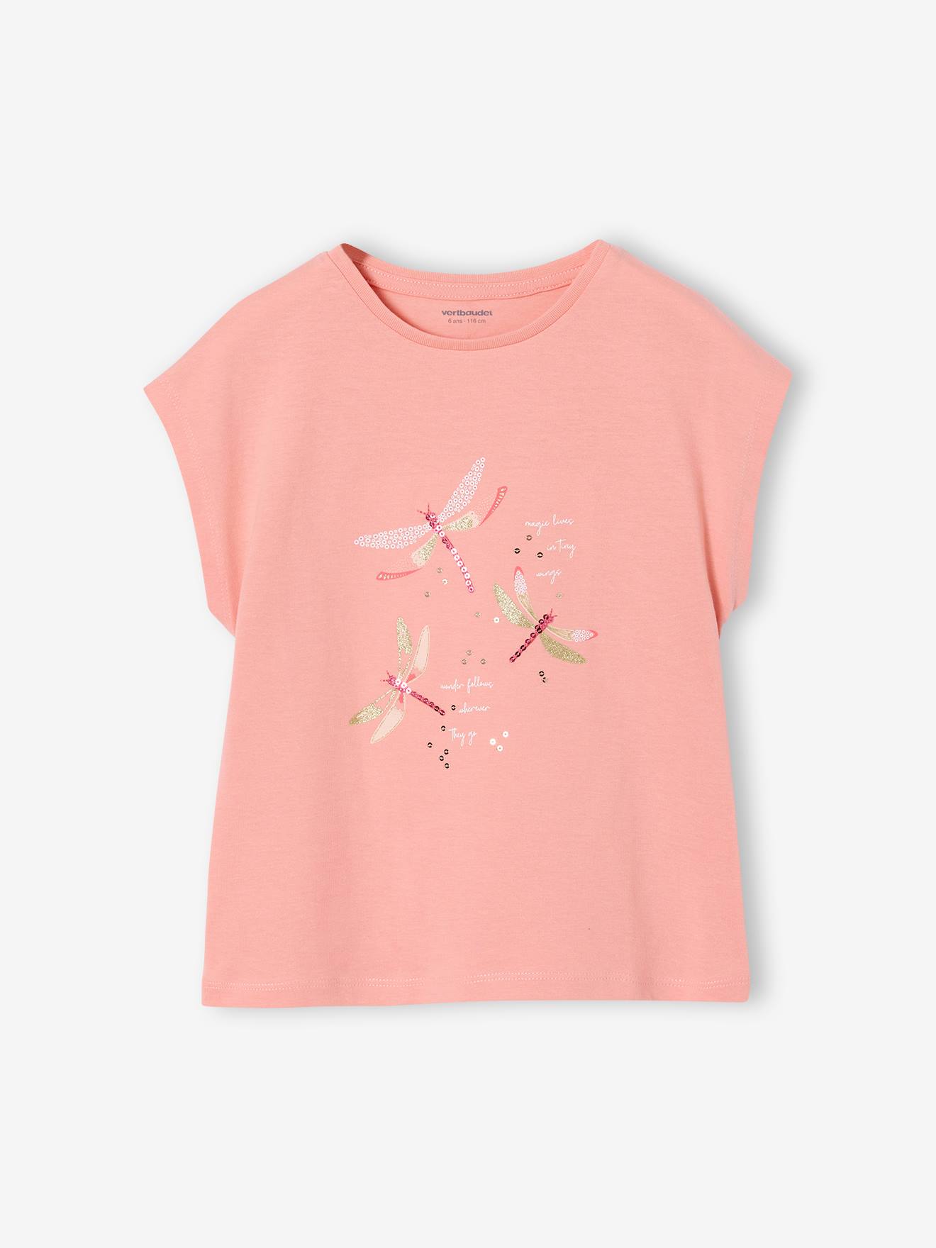 Tee-shirt motif fantaisie fille abricot