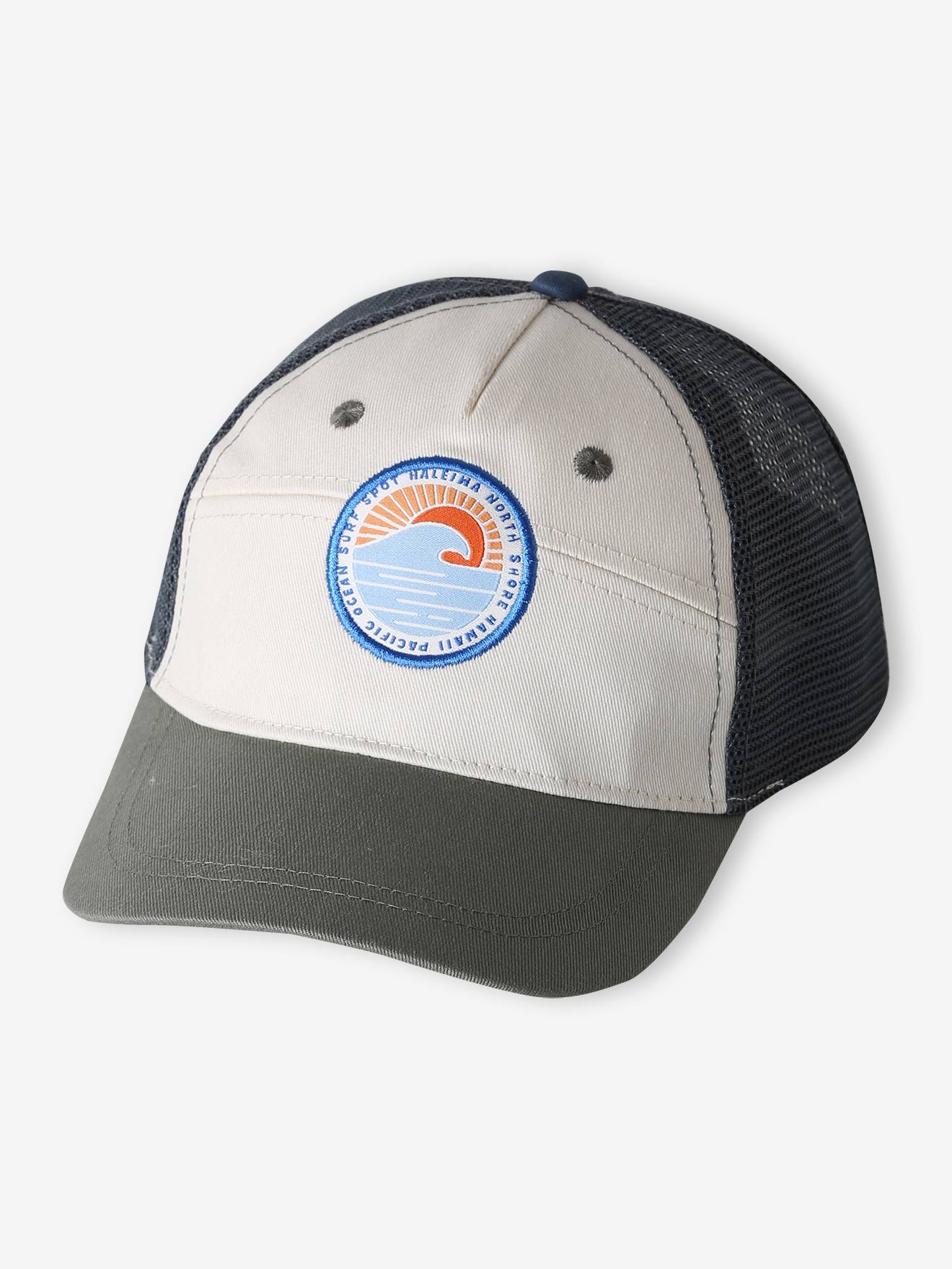 Casquette garçon coton style trucker écru