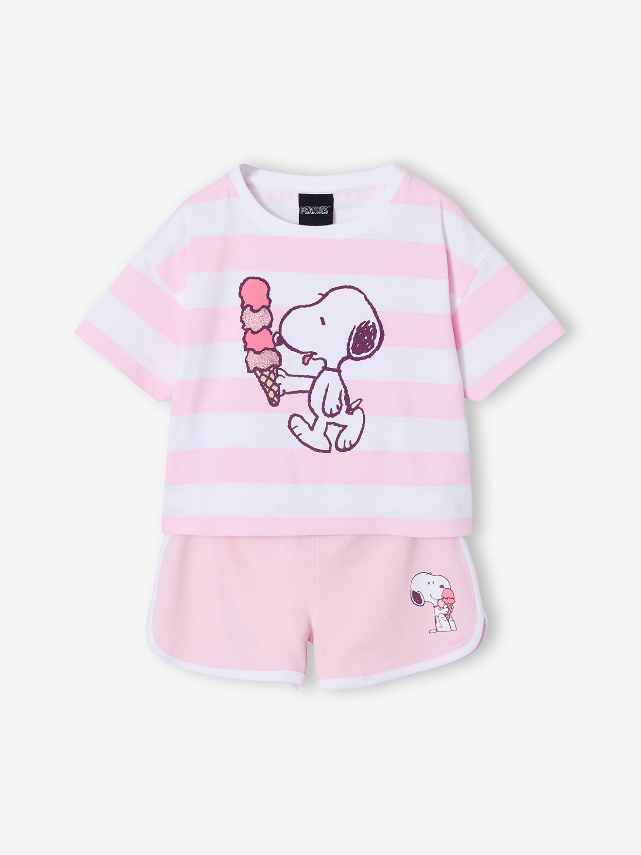Ensemble fille rayé Snoopy rayé rose