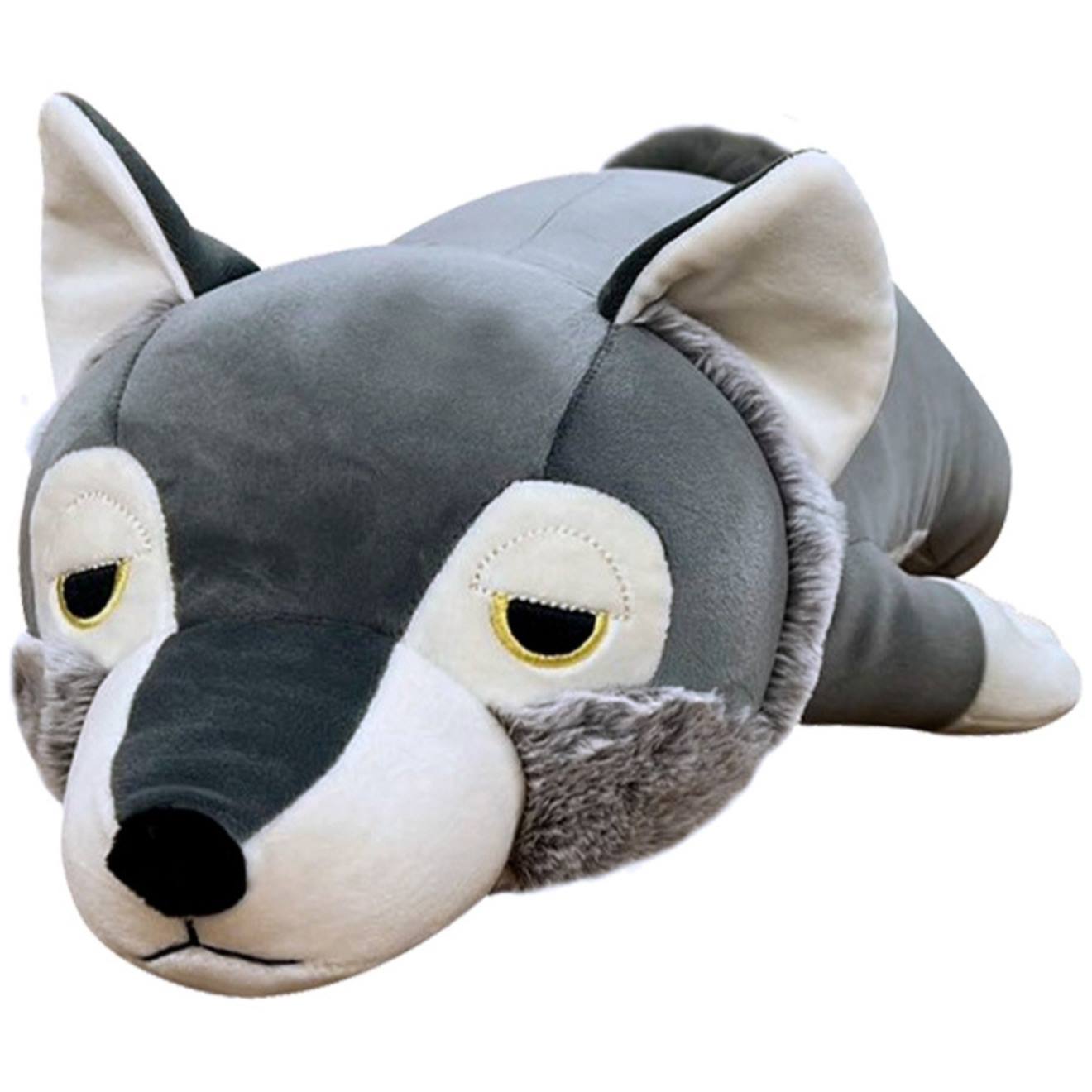 Peluche Loulou Le Loup Gris, Blanc, Noir