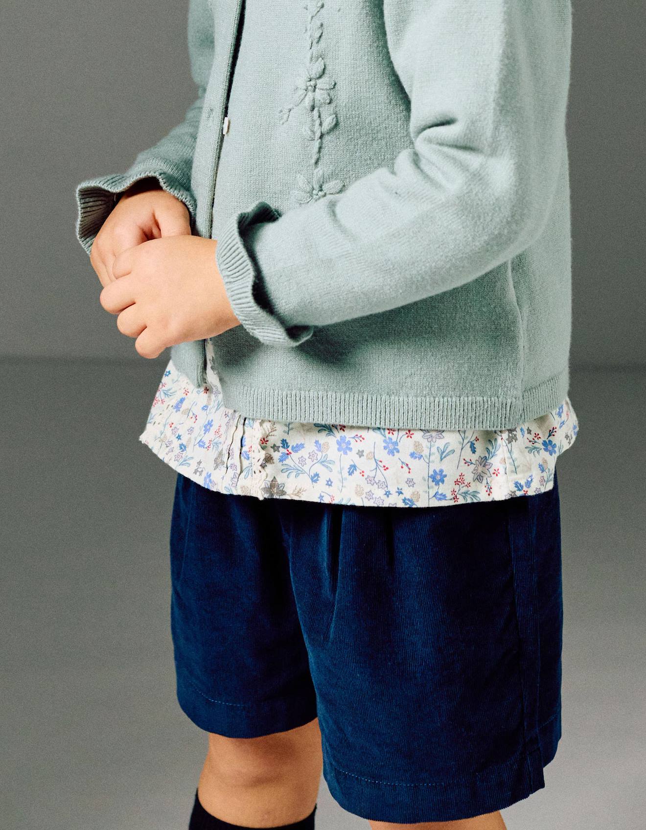 Short En Velours Côtelé Avec Plis À L'avant B&s Bleu Foncé