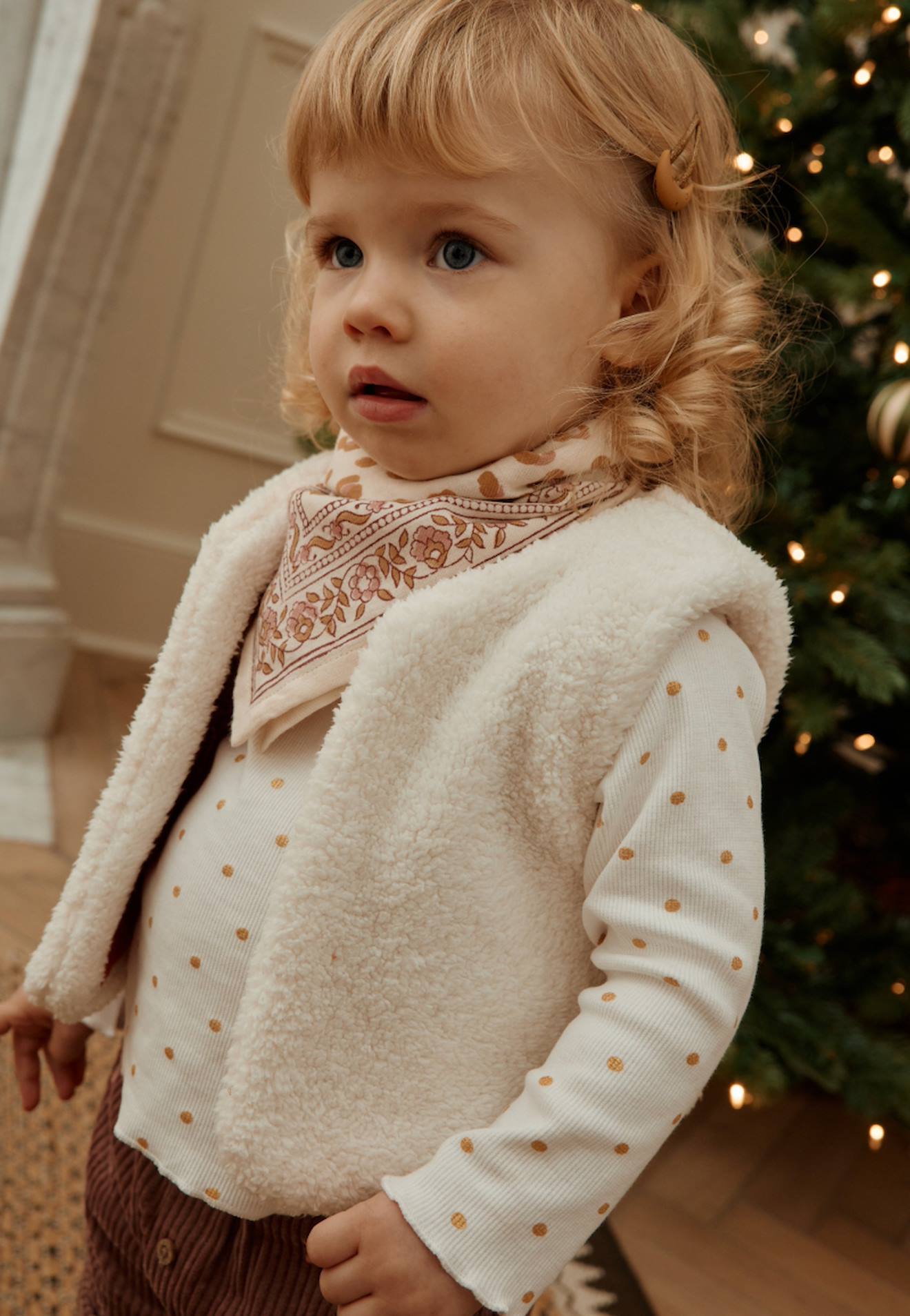 Gilet Réversible Bébé En Velours Côtelé Manouk Orange