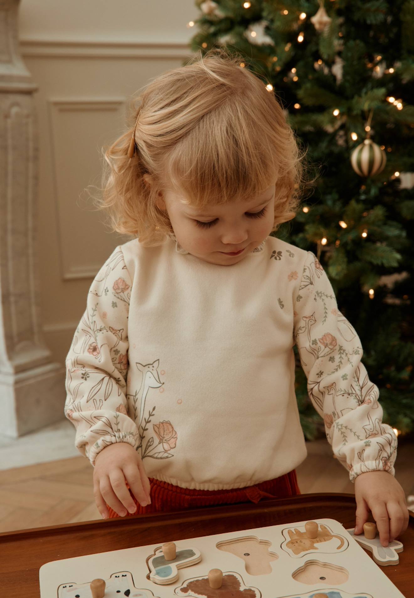 Sweat-shirt Enfant En Molleton Lison Ecru