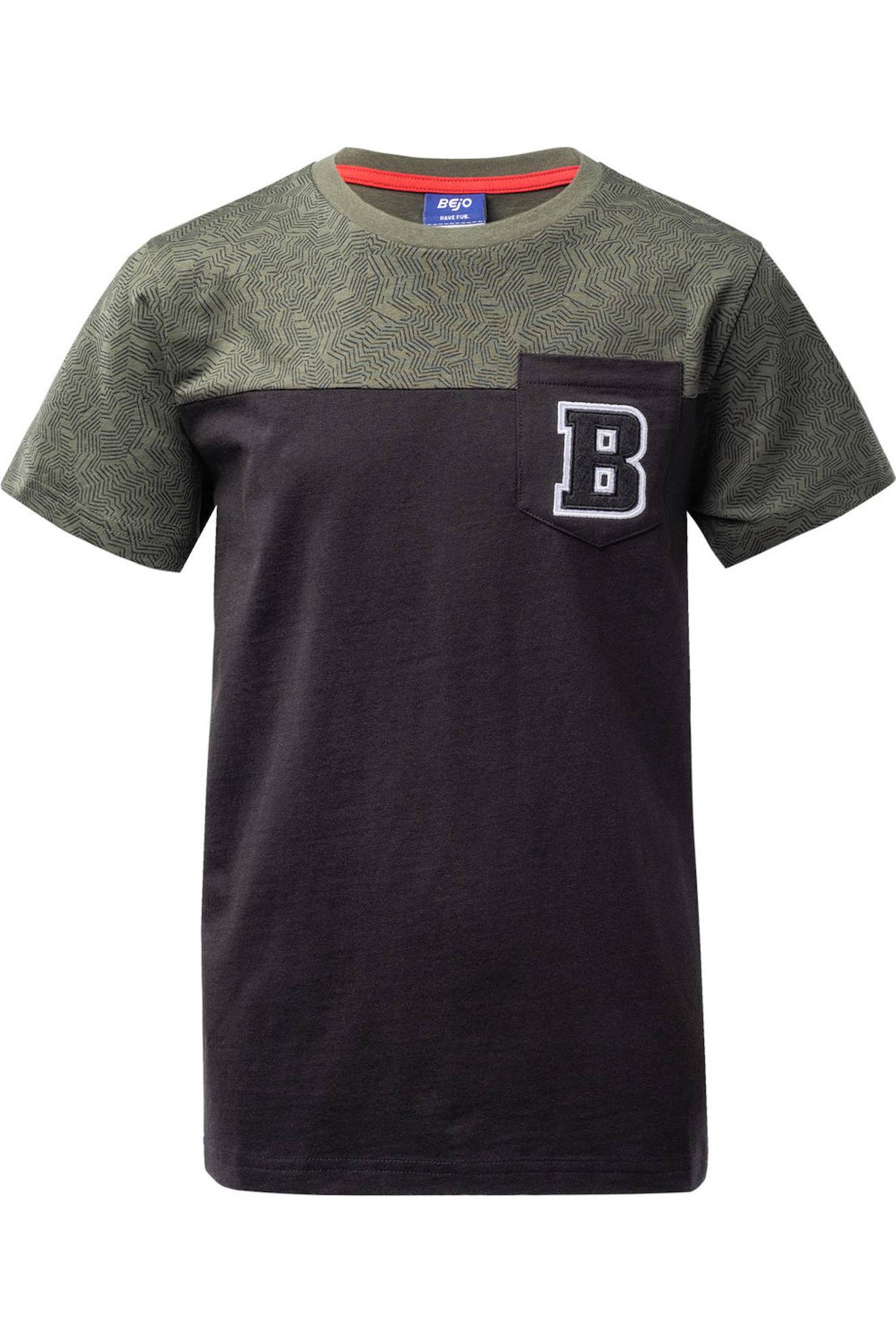 T-shirt Motif/style Deux Tons Coton Gris Foncé / Noir