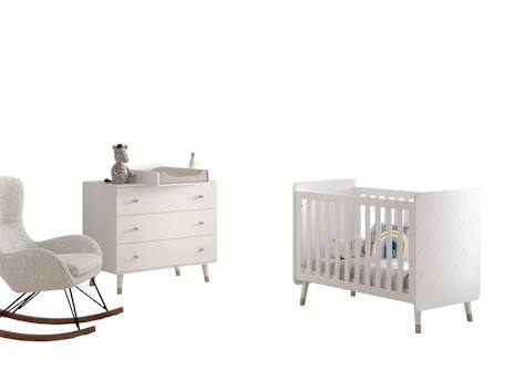 Jaxx - Cette Combinaison Billy - Lit Bébé (60 X 120 Cm) - Commode Avec Accessoire Blanc
