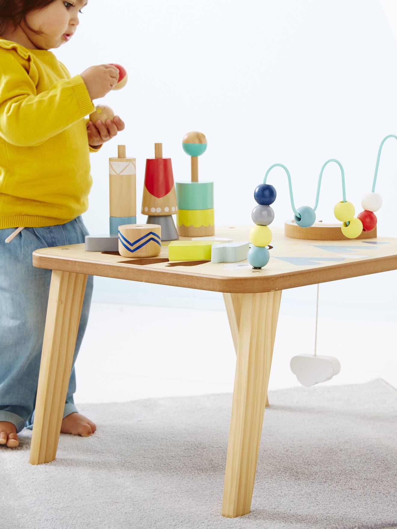 Table D Activites Petits Sioux En Bois Fsc Bleu Vertbaudet