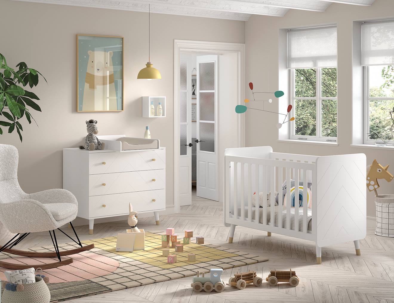 Cette Combinaison Billy - Lit Bébé (60 X 120 Cm) - Commode Avec Accessoire Blanc (Jaxx) - Image 1
