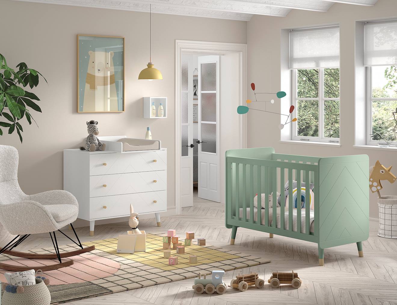Cette Combinaison Billy - Lit Bébé (60 X 120 Cm) - Commode Avec Accessoire Vert (Jaxx) - Image 1