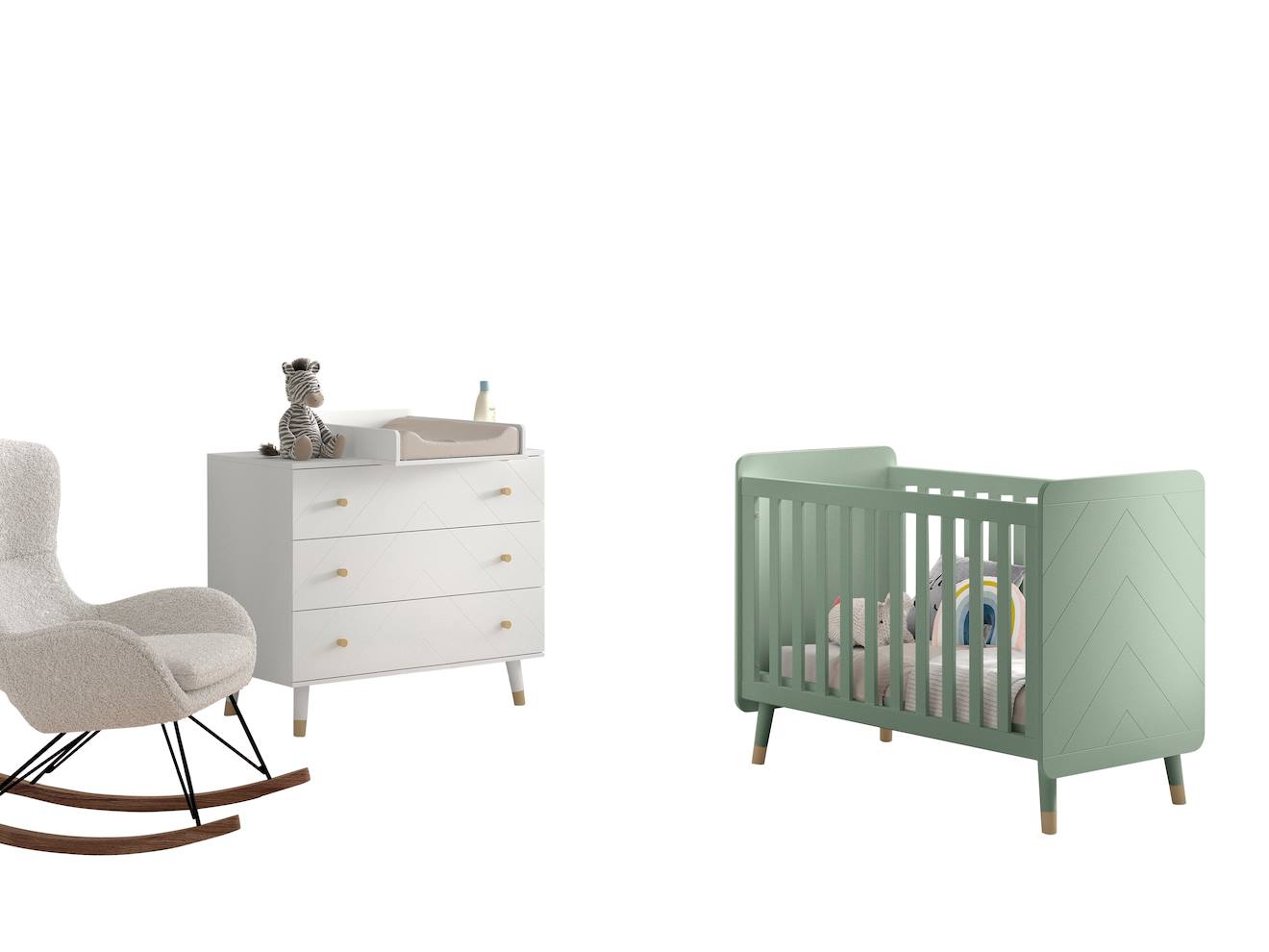 Cette Combinaison Billy - Lit Bébé (60 X 120 Cm) - Commode Avec Accessoire Vert (Jaxx) - Couverture