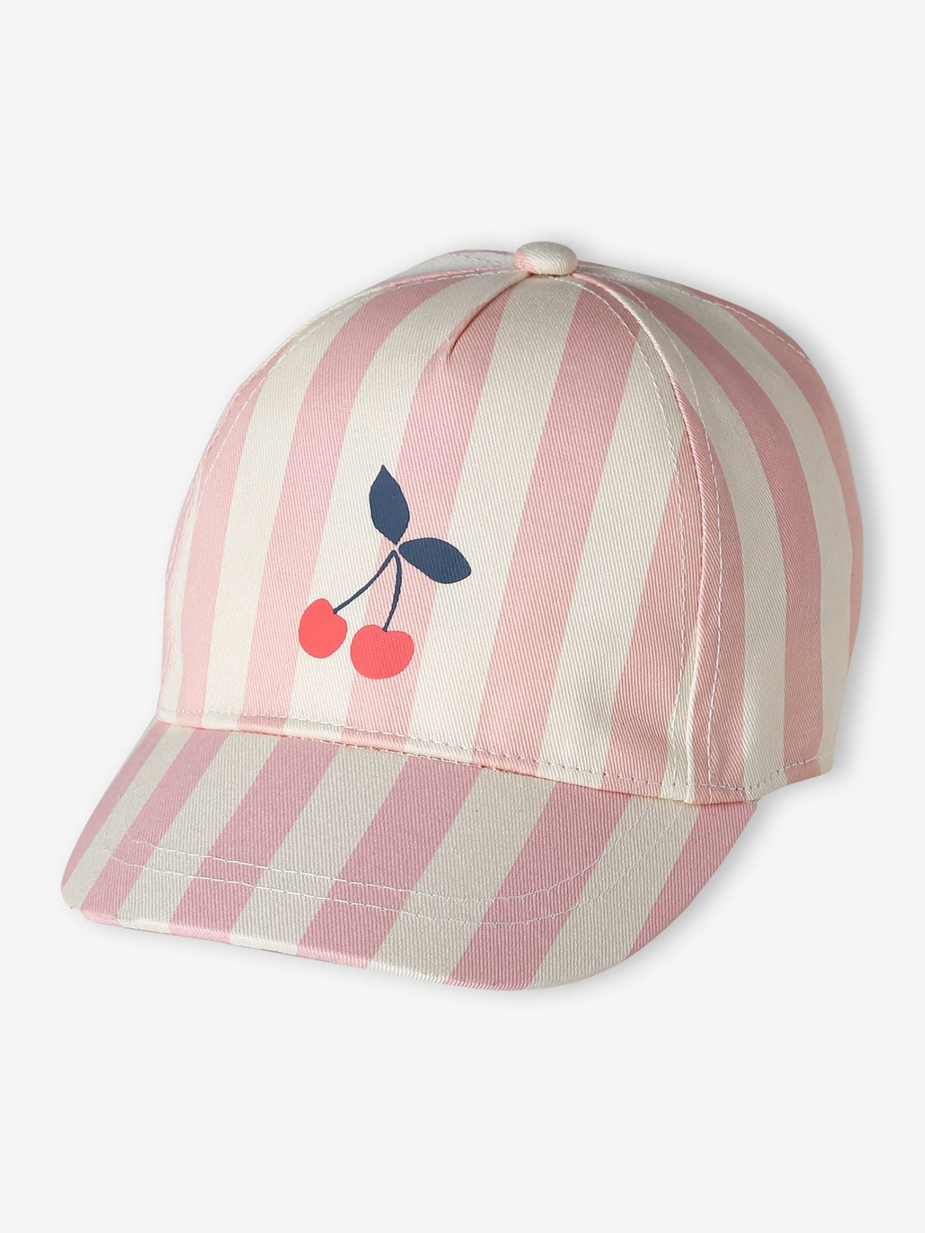 Casquette bébé fille rayé rose