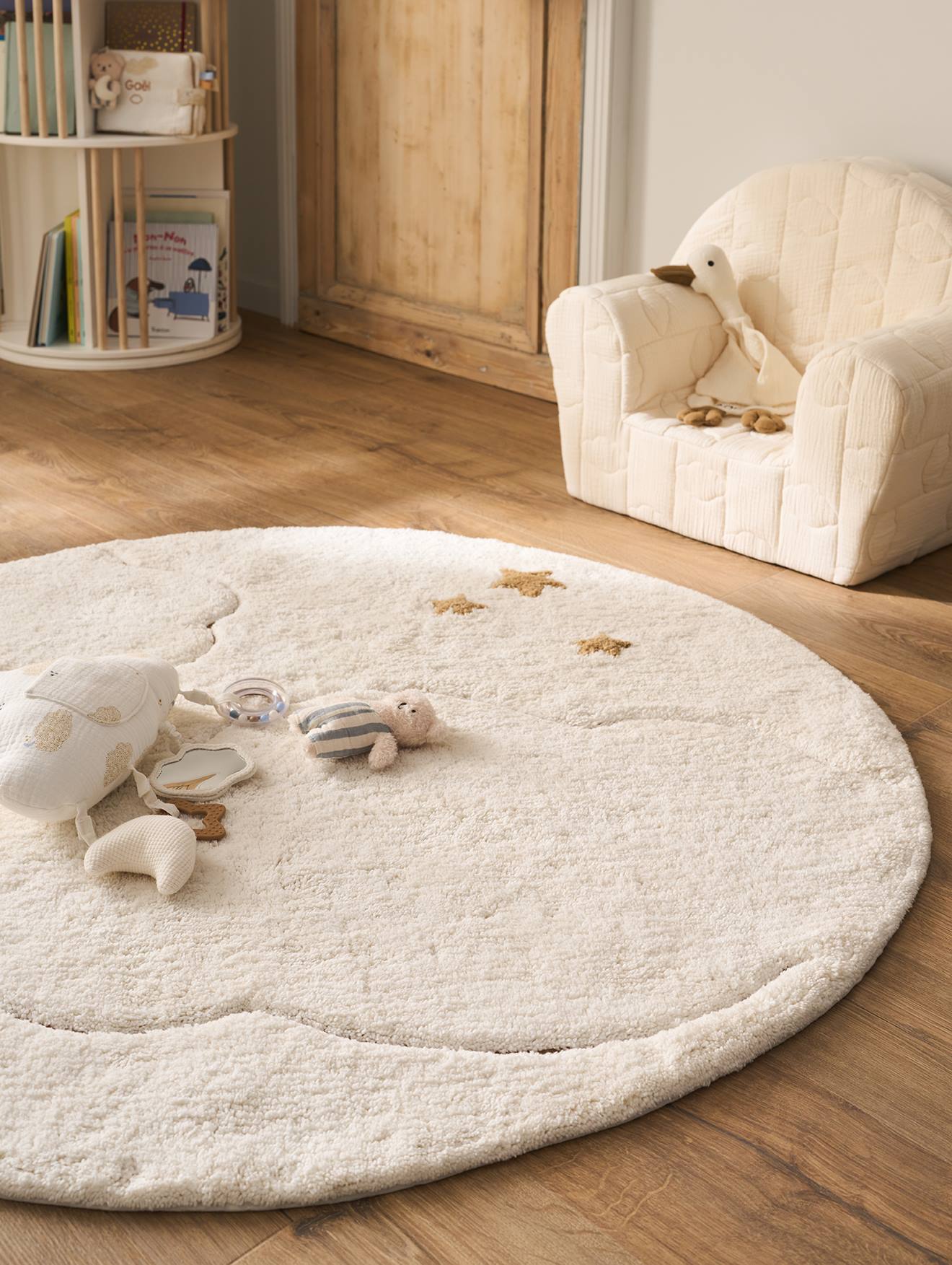 Tapis rond Nuage beige