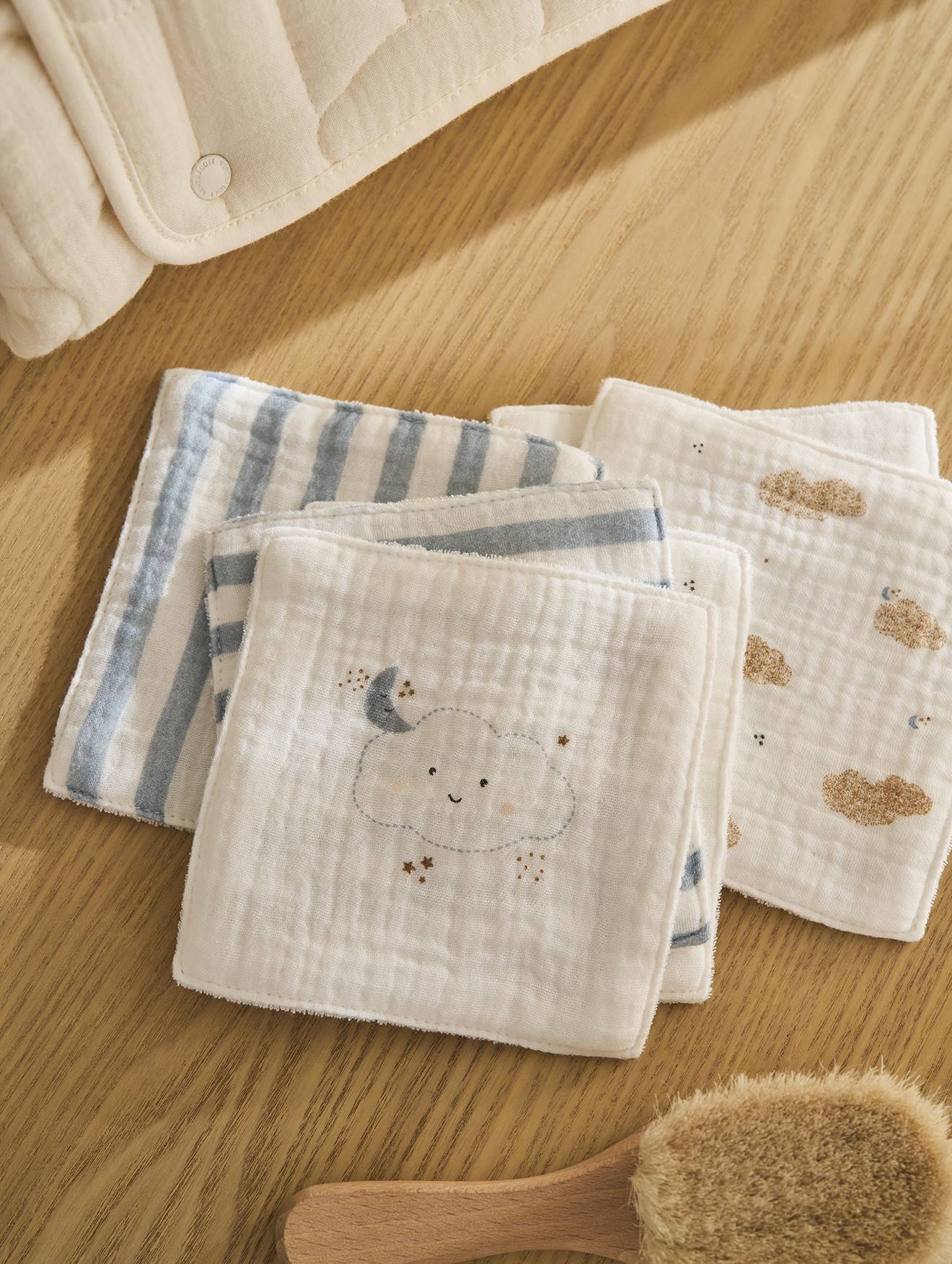 Lot de 6 lingettes lavables nuages (Vertbaudet) - Couverture