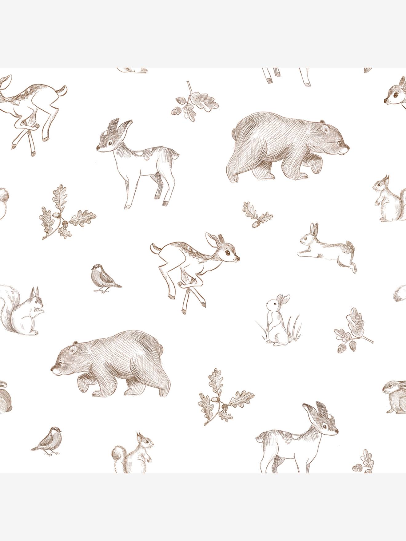 Papier peint FOREST FRIENDS blanc imprimé (Lilipinso) - Couverture