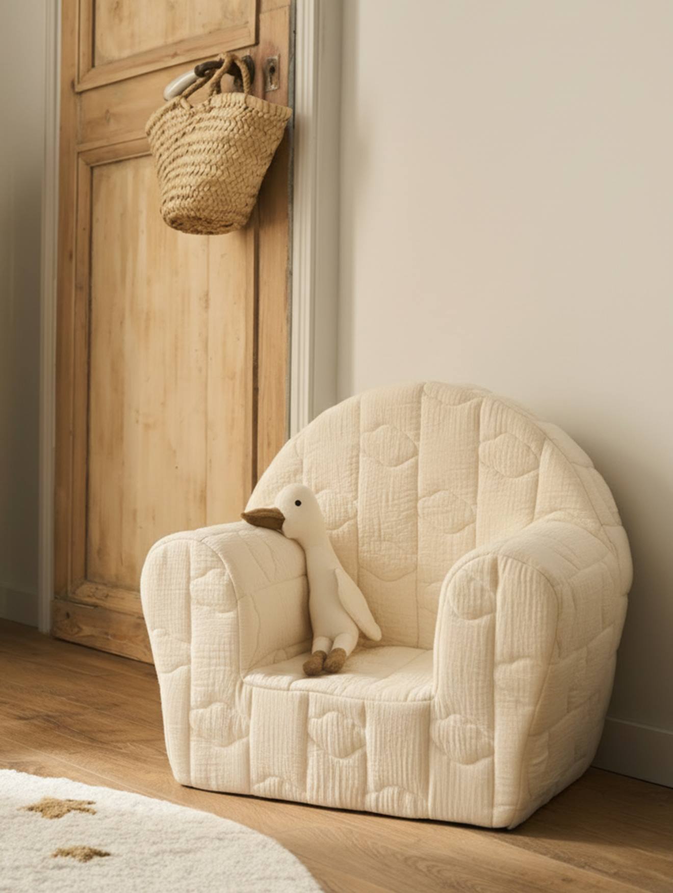 Fauteuil en mousse Nuage quilté - personnalisable écru