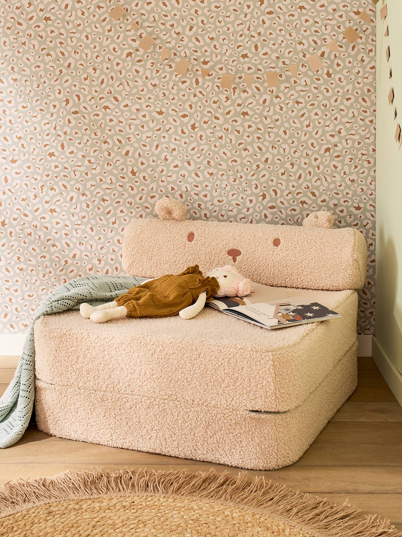 Chauffeuse enfant en sherpa Ourson camel