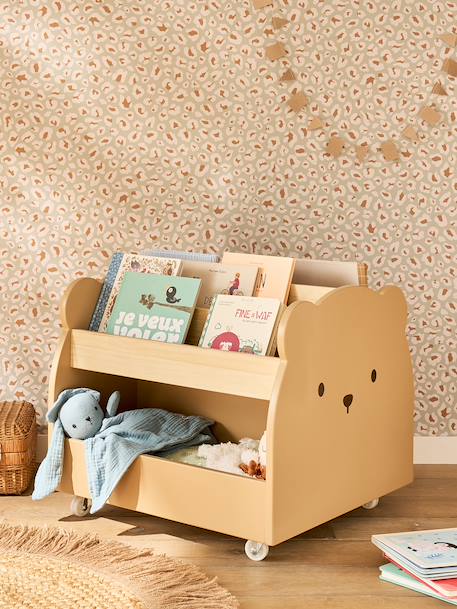 Vertbaudet - Bibliothèque enfant à roulettes OURSON moka