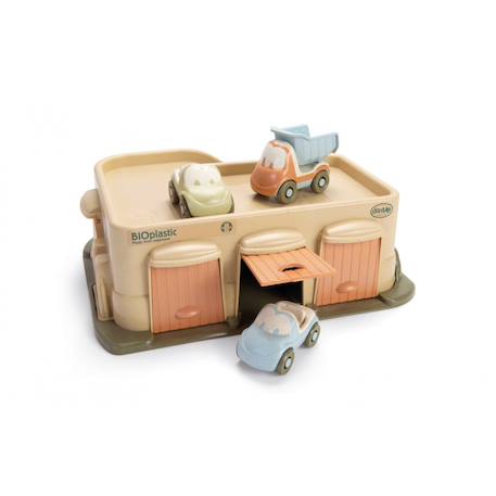 dantoy - Garage Avec Petites Voitures Bioplastique - 3 Voitures Pastel