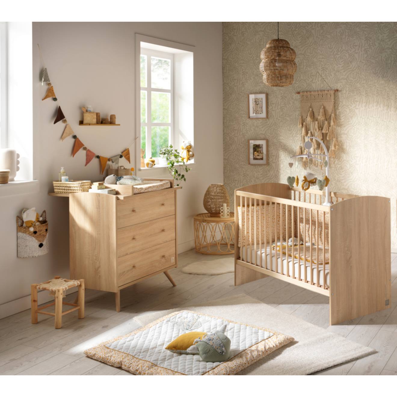 Chambre Bébé Complète, Lit Et Commode À Langer - Access Marron