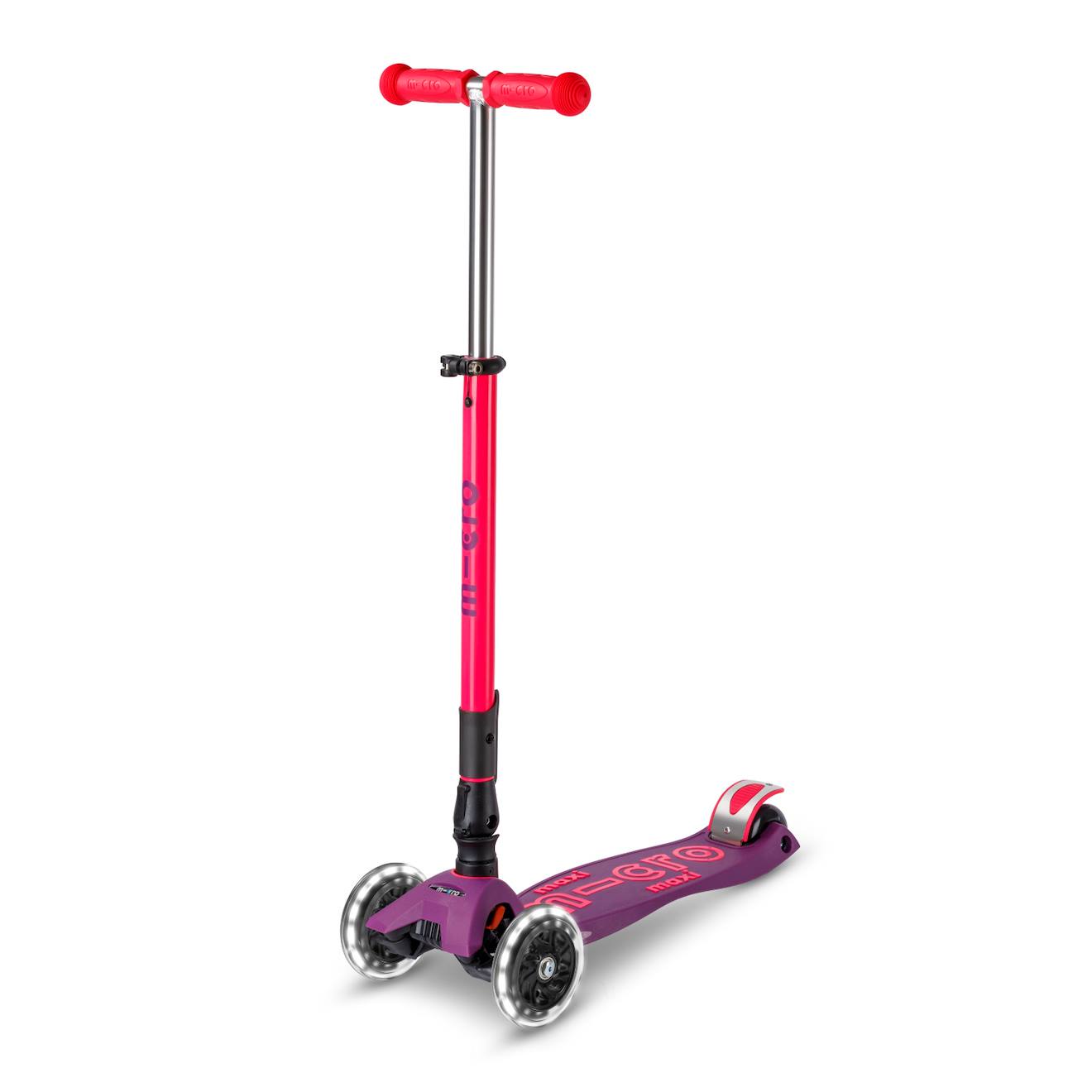 Trottinette Enfant Maxi Micro Deluxe Pliable Néon Led Rose