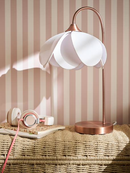 Vertbaudet - Lampe à poser abat-jour fleur pied métal beige