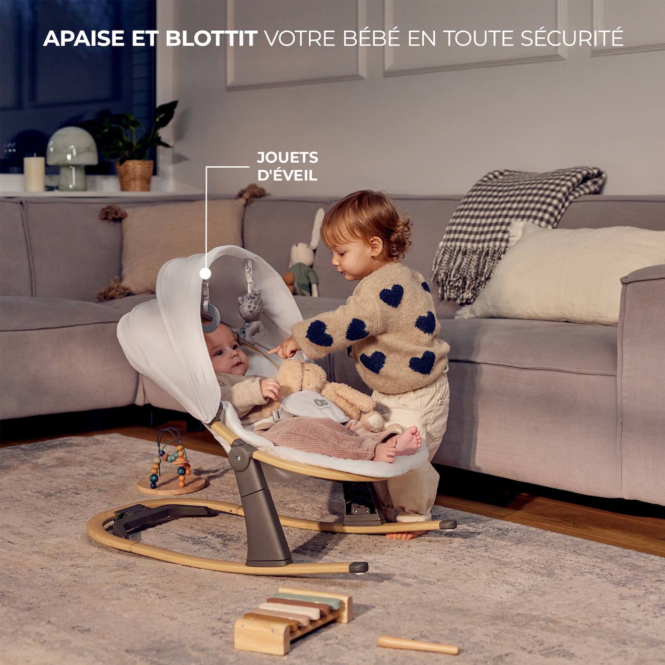 Transat Et Berceau Bébé 2 En 1 Dossier Réglable Et Léger Grey (Kinderkraft) - Image 2