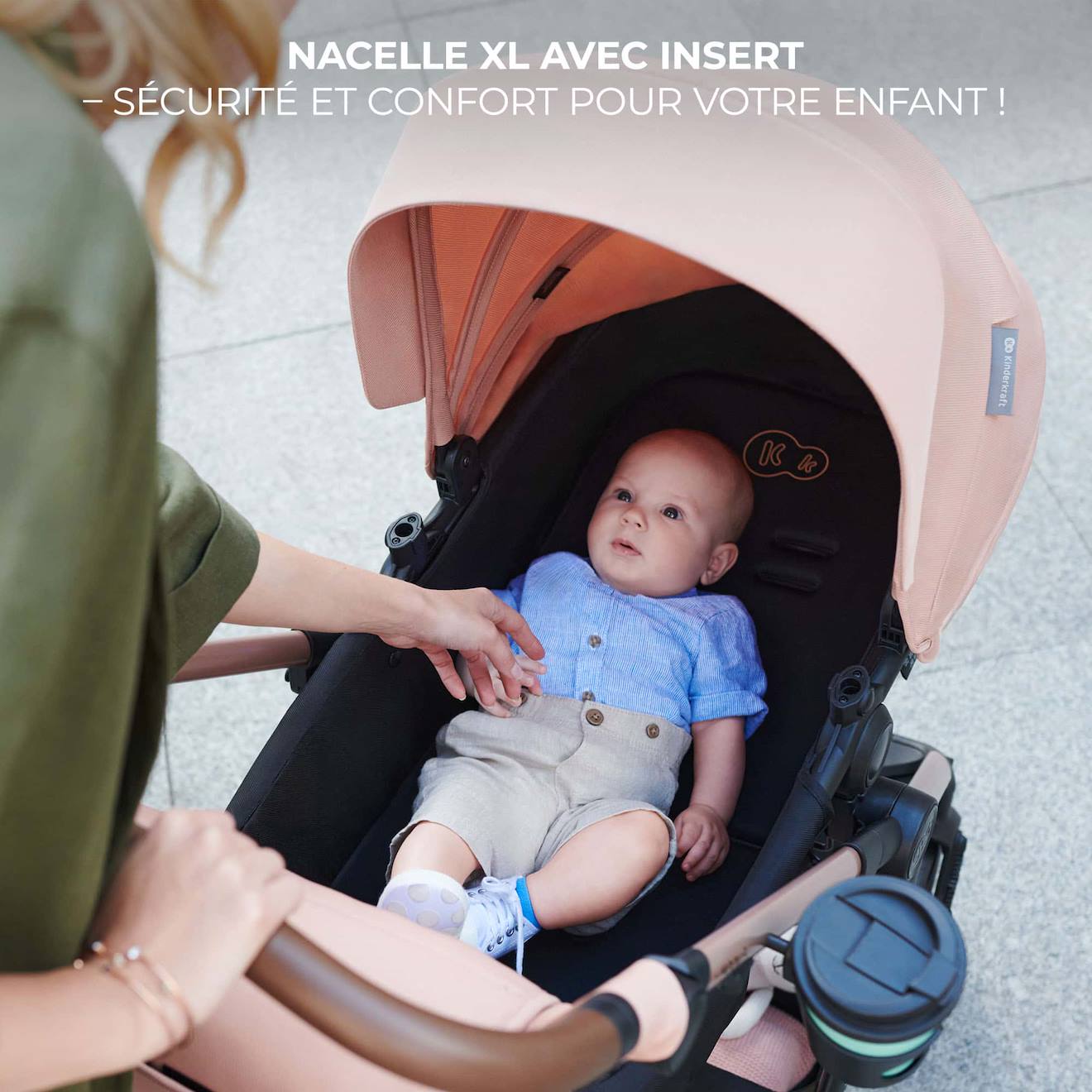 Poussette Kinderkraft Moov 2 3 En 1 Avec Siège 2 En 1 Transformable, Mink Pro I-size, Travel System Et Roues Increvables Beige (Kinderkraft) - Image 1