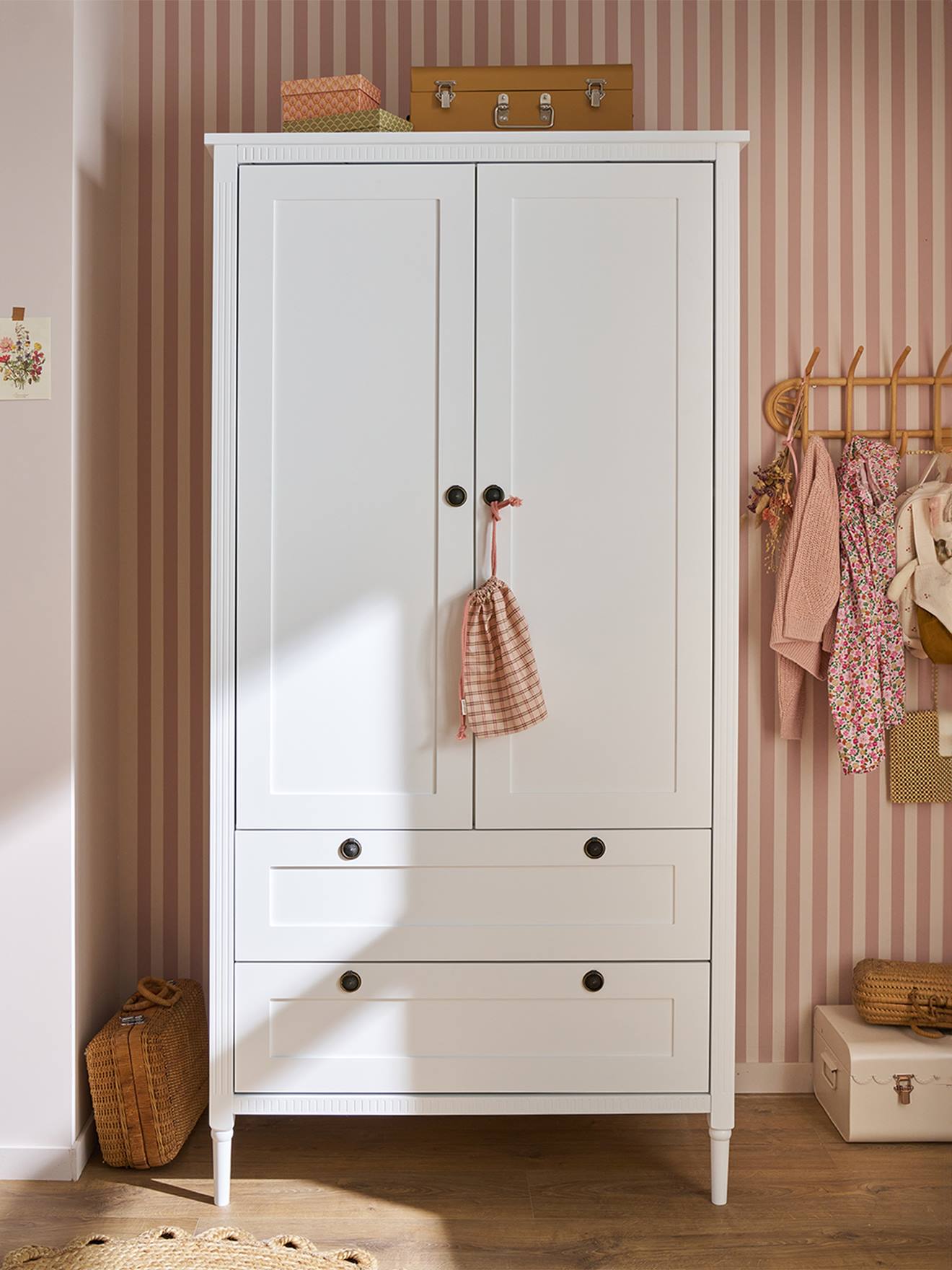 Armoire 2 portes + 2 tiroirs Canopée blanc