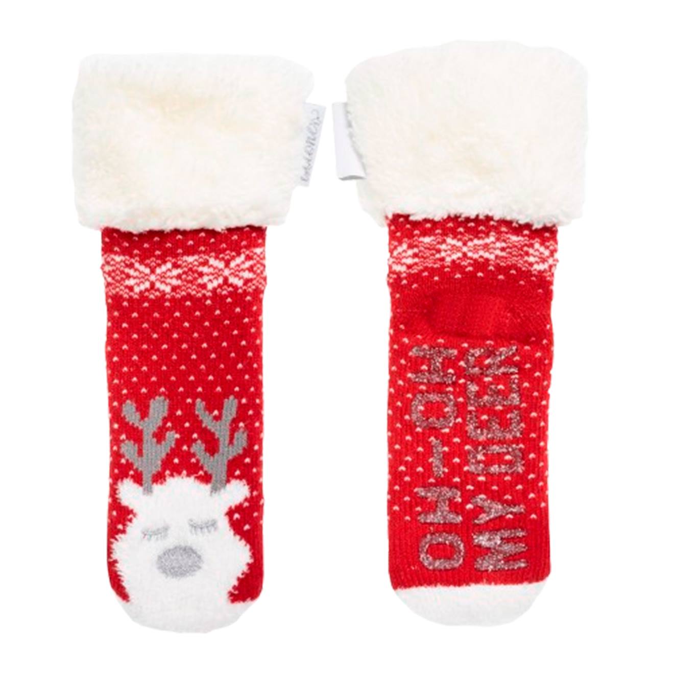 Chaussettes Fourrées Fille Noël Rouge 1/8 Ans Rouge