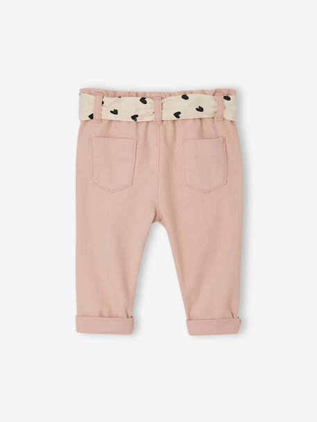 Pantalon paperbag bébé avec ceinture cappuccino+lichen+vieux rose 10 - vertbaudet enfant 