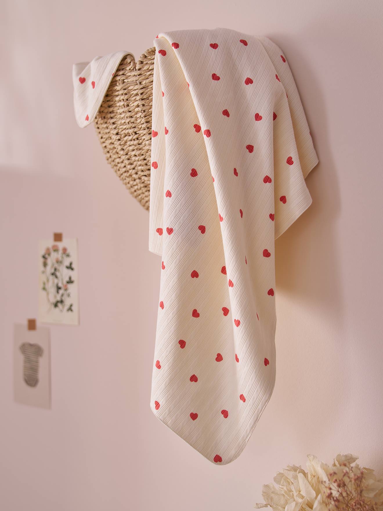 Plaid  MON CŒUR rose imprimé (Vertbaudet) - Image 1