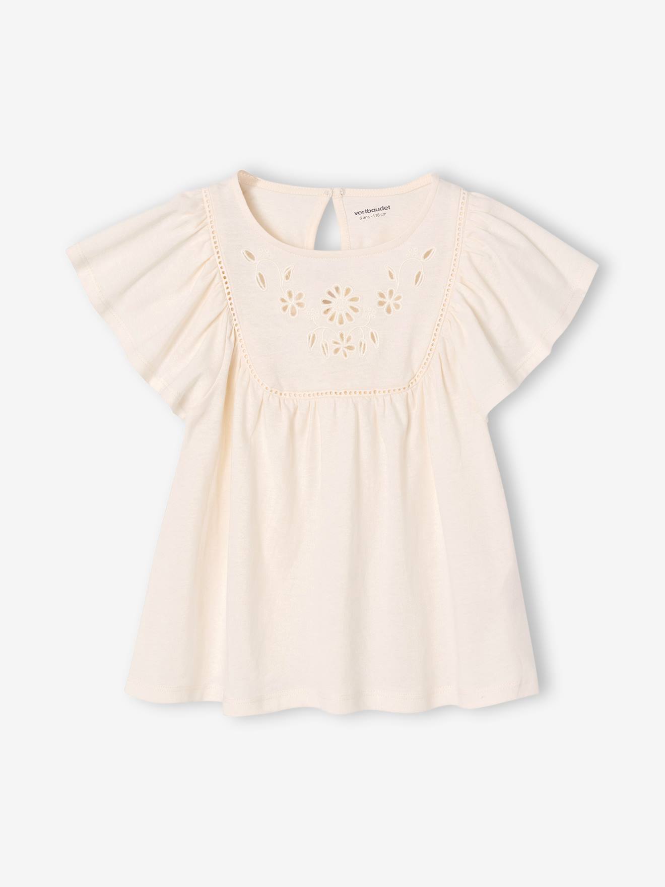 T-shirt blouse manches courtes écru