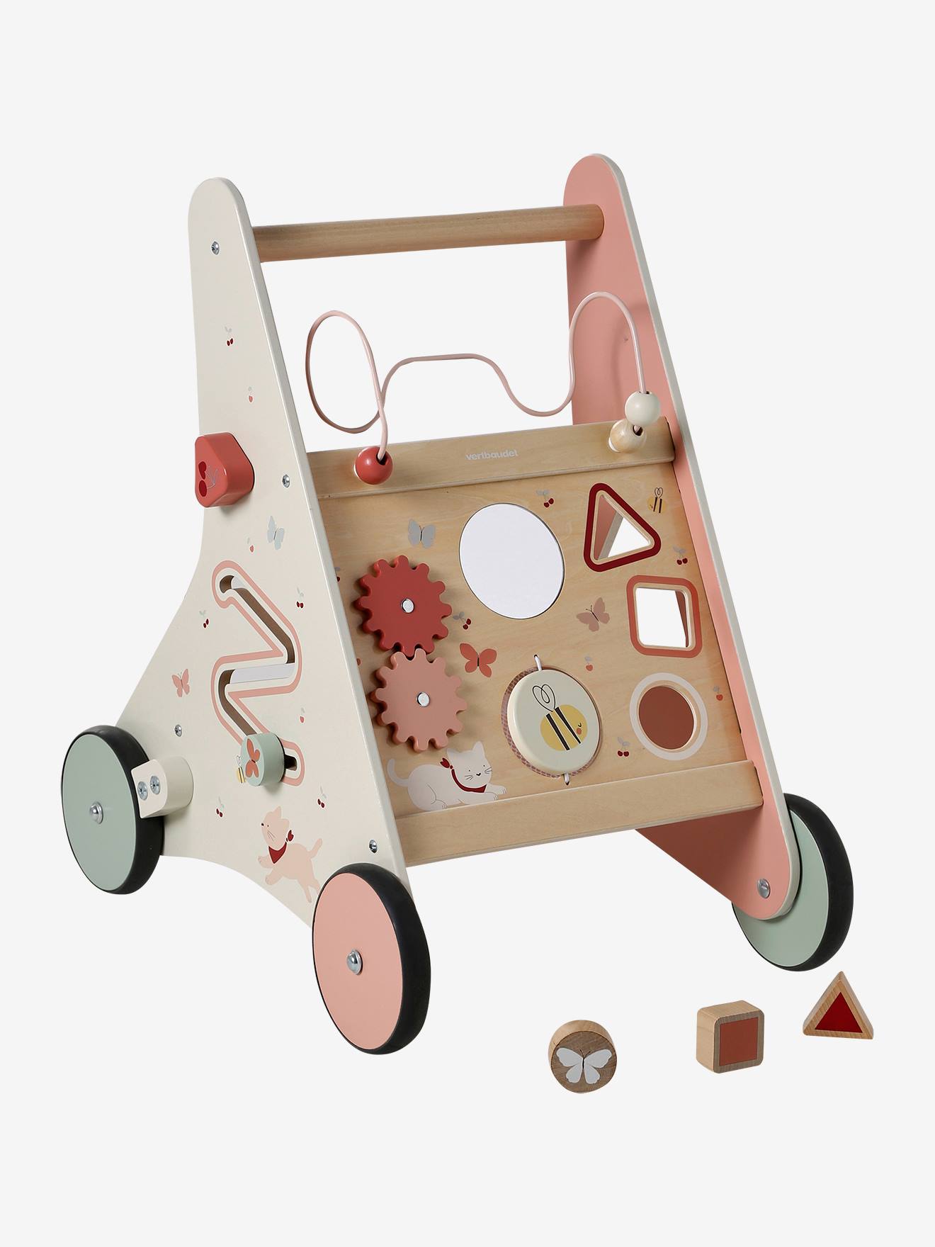 Chariot de marche avec freins en bois FSC®100% cherry (Vertbaudet) - Image 2