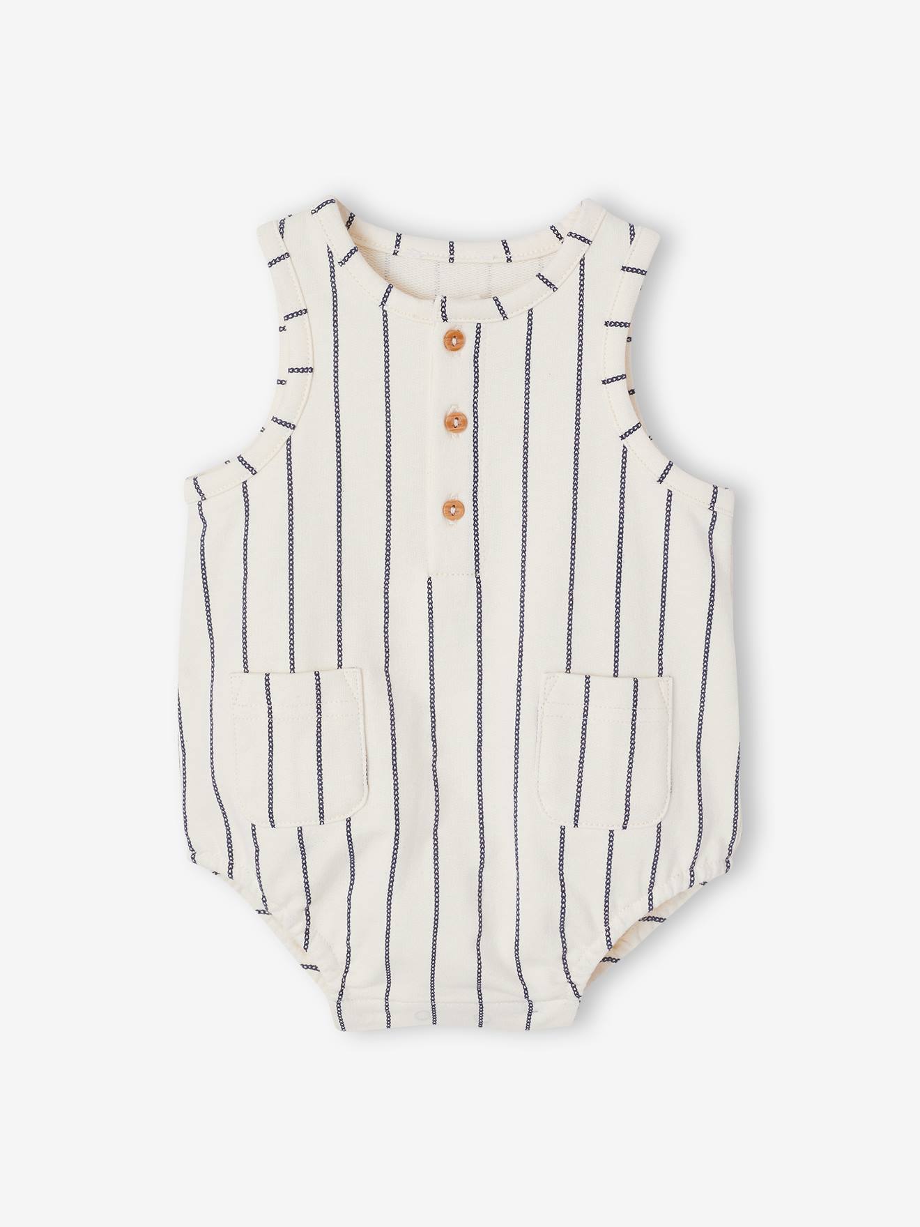 Combinaison bébé garçon sans manches écru