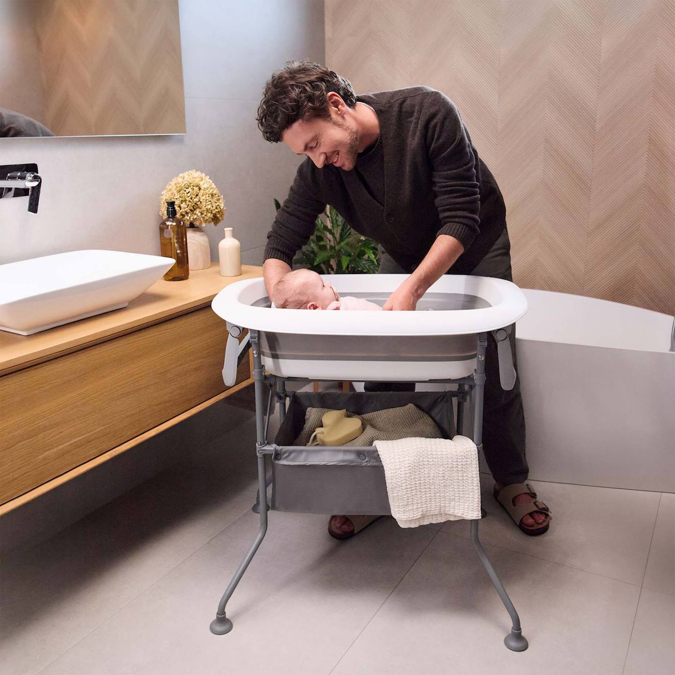 Baignoire Avec Table À Langer Sur Structure Bubbly Gris - image 3