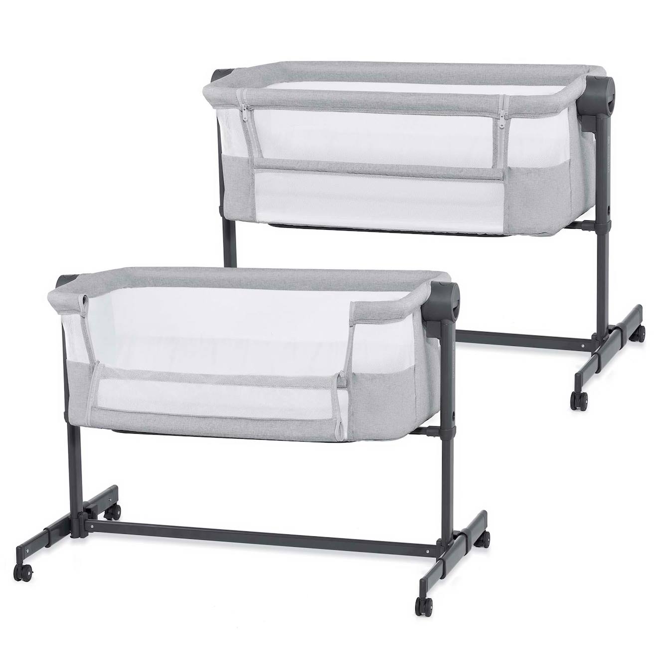 Lit Cododo Kinderkraft Nestee Up 2 2 En 1 Avec 5 Niveaux De Hauteur, Matelas Inclus, Roues Avec Frein Et Inclinaison Grey