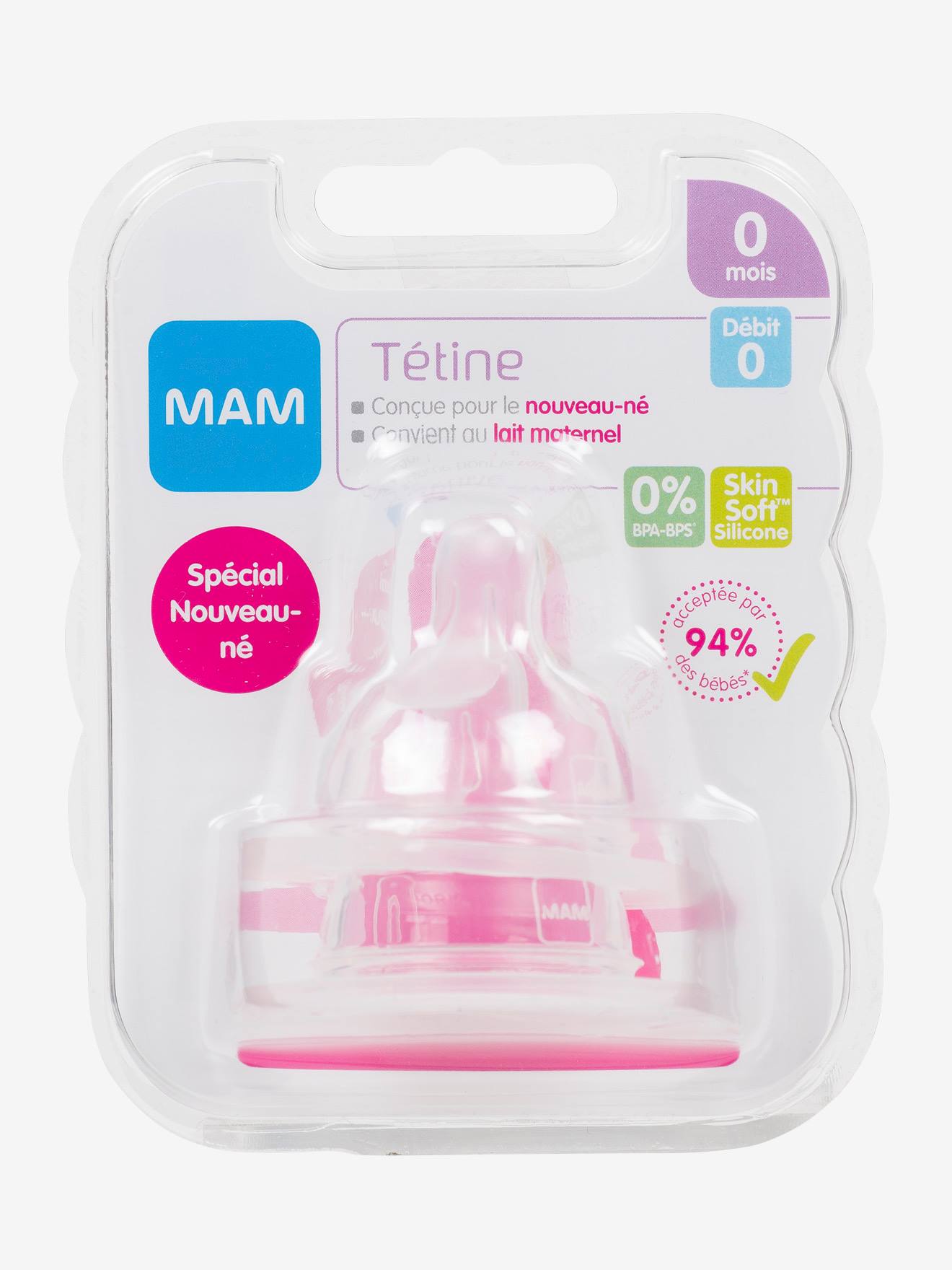 Lot de 2 tétines - débit 0, extra lent - transparent (Mam) - Image 3