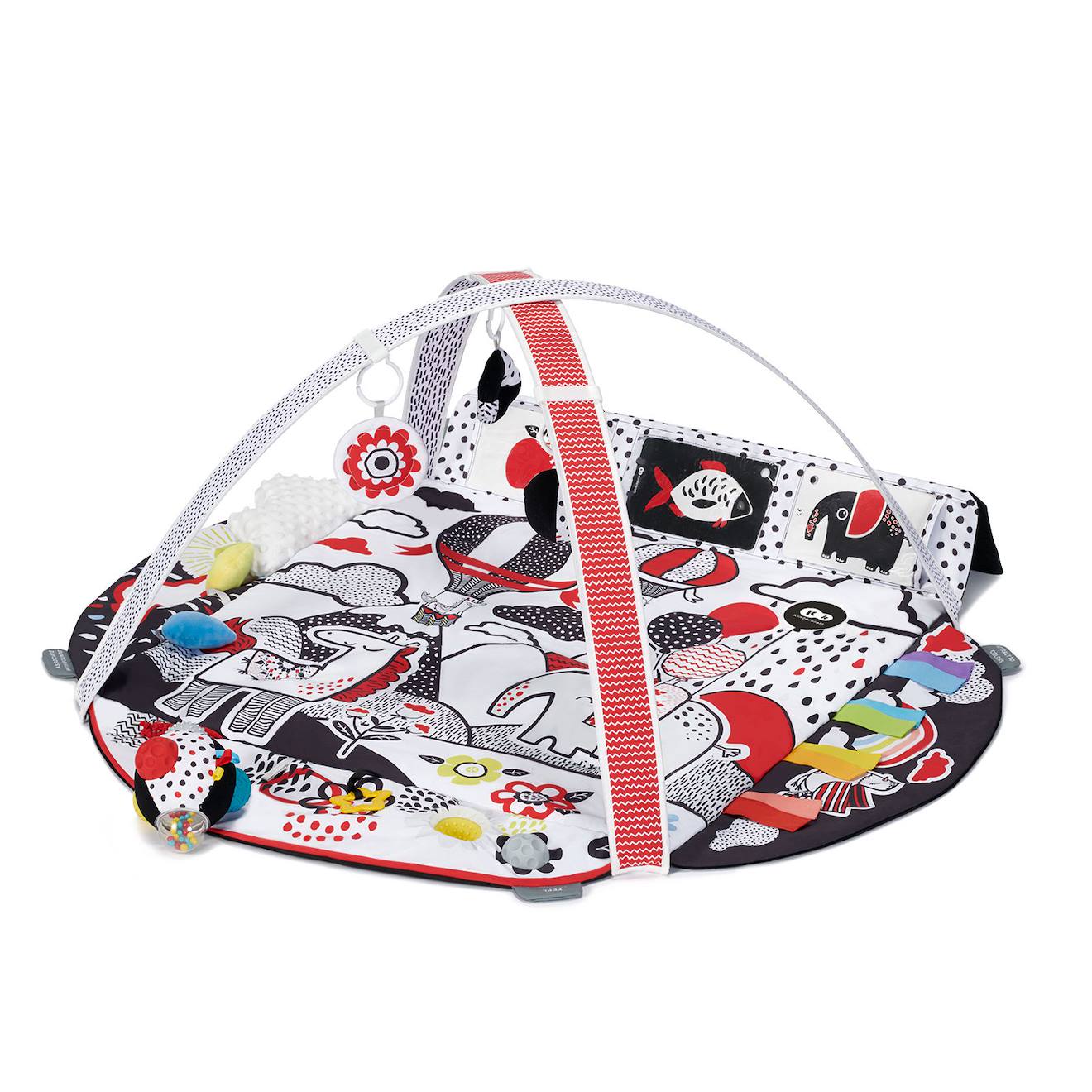 Tapis D éveil Interactif Kinderkraft 4smart Avec Arches De Jeux, 12 Cartes Contrastées, Jouets Sensoriels Et Miroirs Multicolore