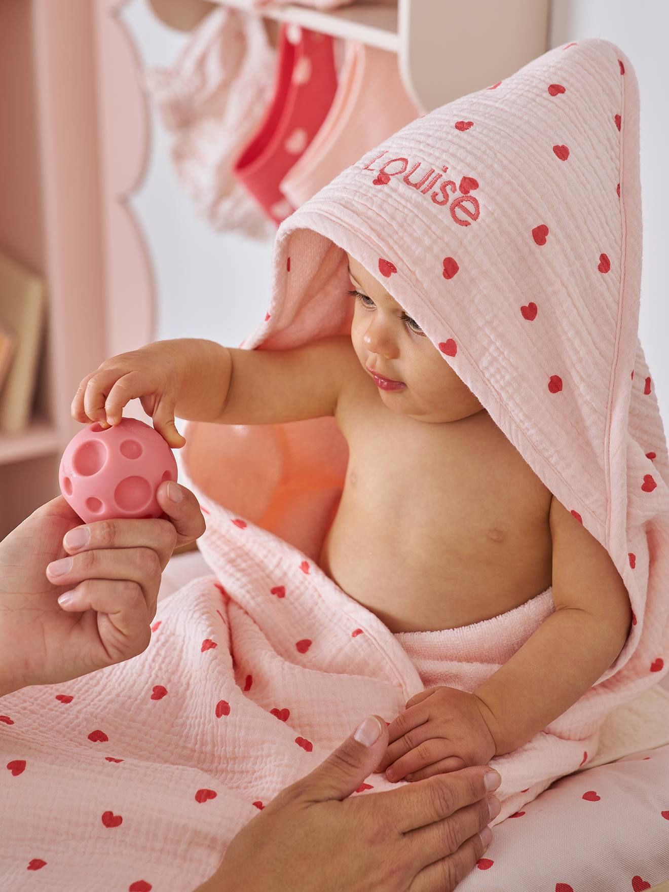 Cape de bain gant de toilette MON COEUR rose imprim 24 €