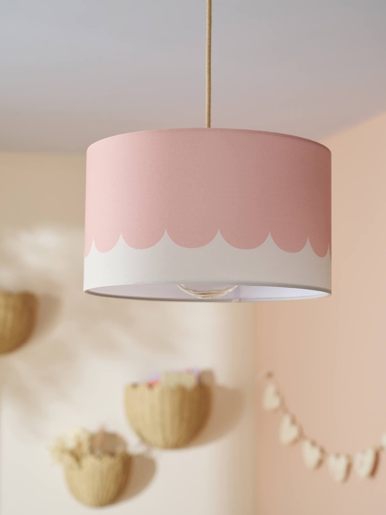 Abat-jour pour suspension Festons rose pâle