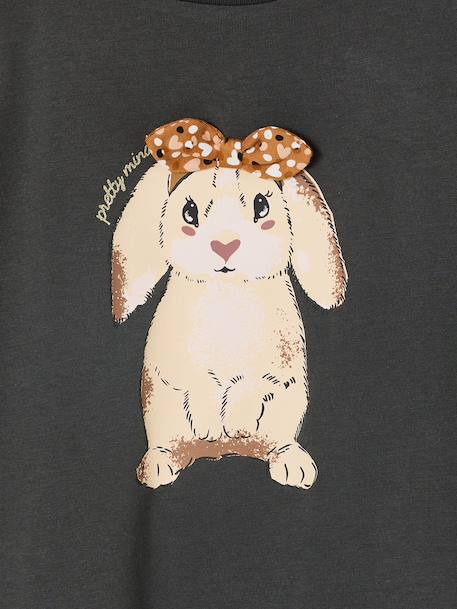 T-shirt fille motif fantaisie manches courtes volantées anthracite+jaune pâle+marine+rose pâle 3 - vertbaudet enfant 