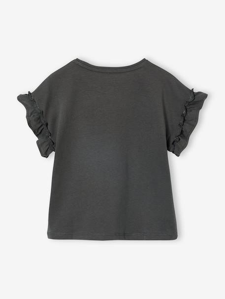 T-shirt fille motif fantaisie manches courtes volantées anthracite+jaune pâle+marine+rose pâle 2 - vertbaudet enfant 