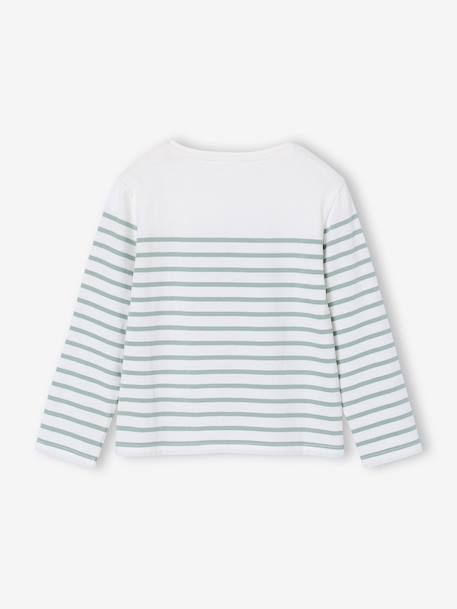 Tee-shirt marinière fille manches longues rayé bleu+vert sauge 8 - vertbaudet enfant 