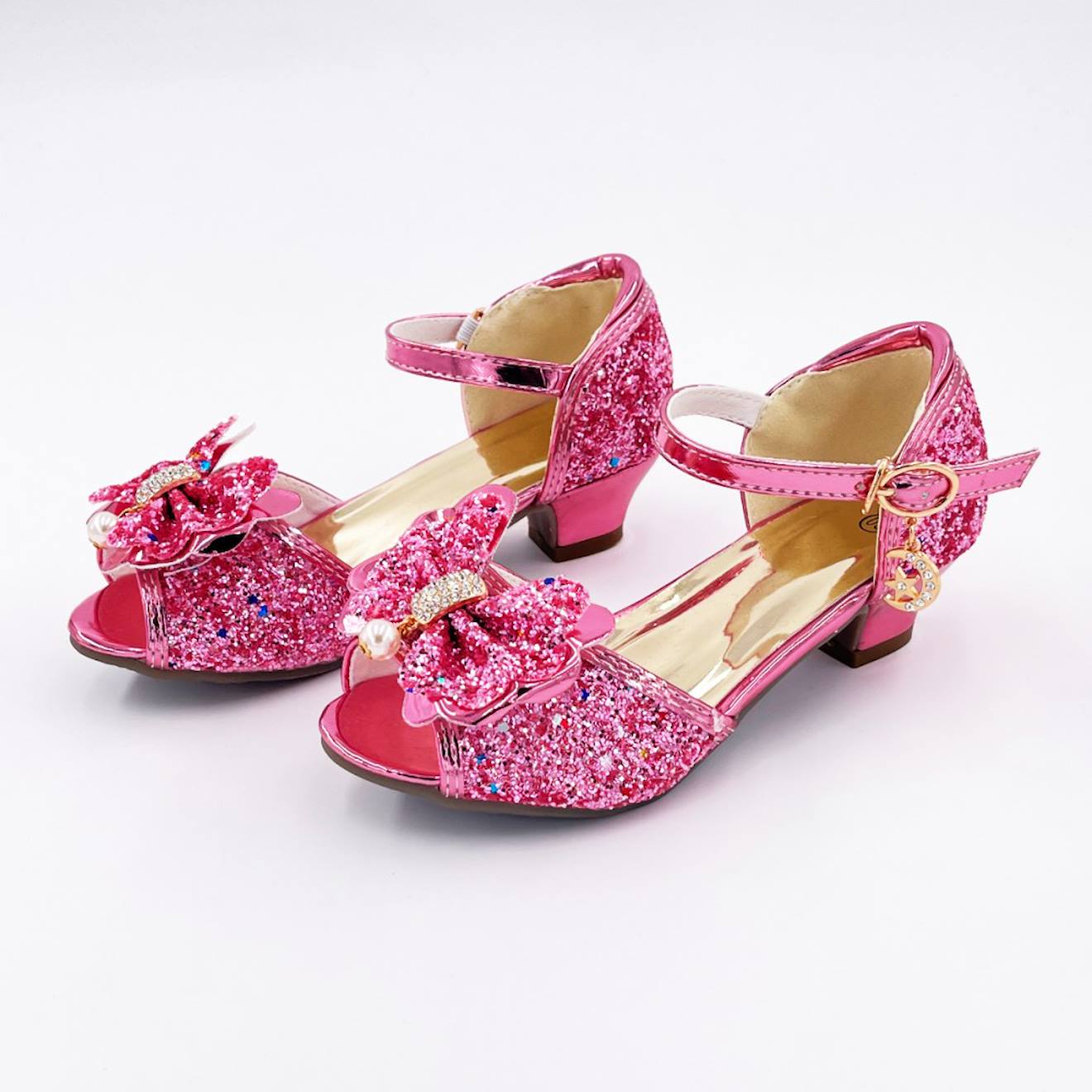 Mules À Nœuds Et Paillette T33 (8-10 Ans) Rose Pailleté