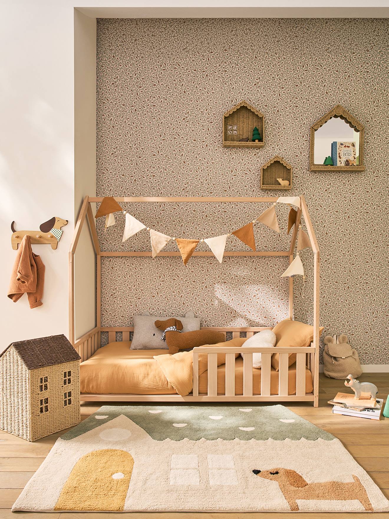Lit enfant cabane 70x140 cm bois (Vertbaudet) - Image 1