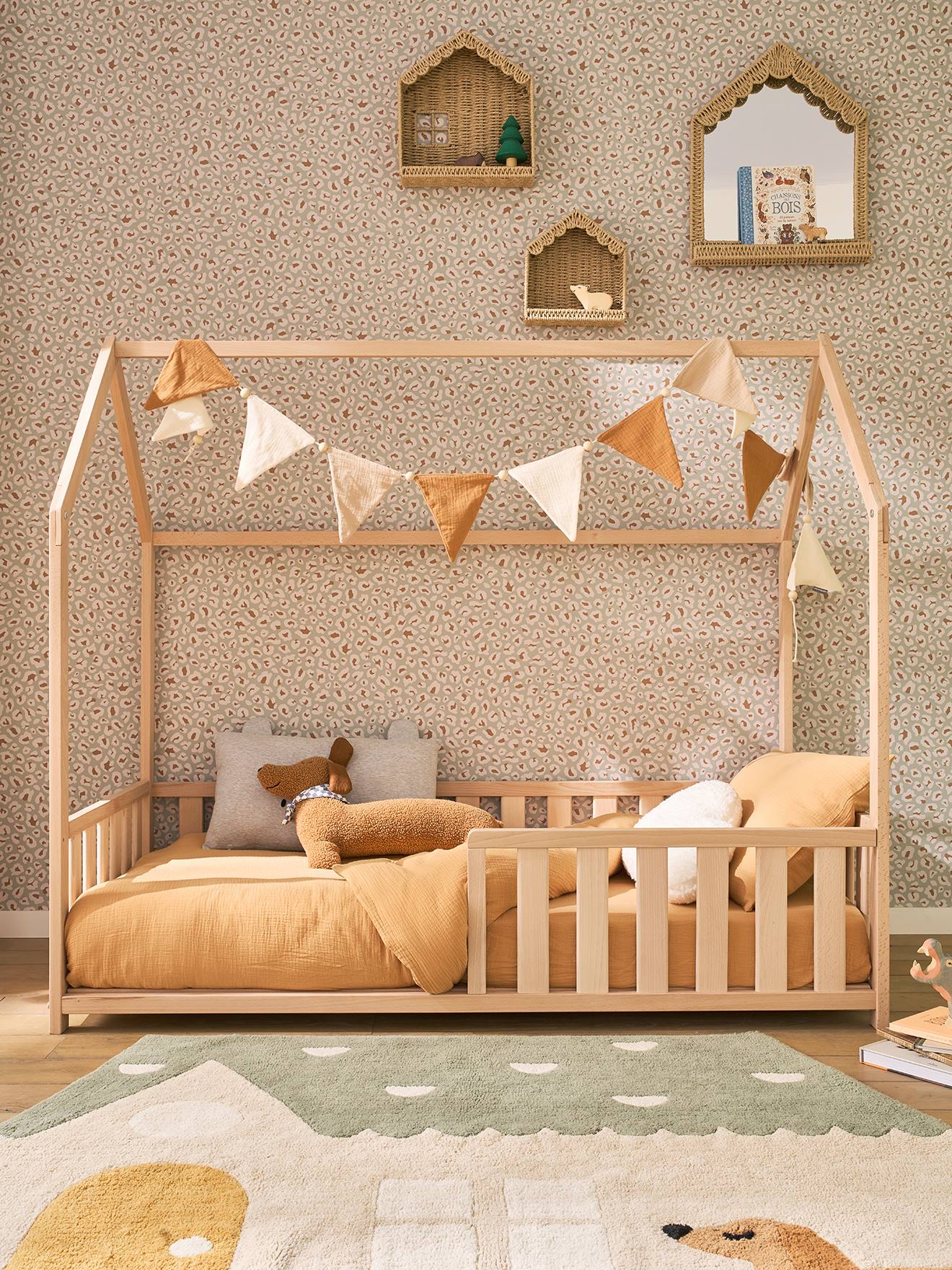 Lit enfant cabane 70x140 cm bois