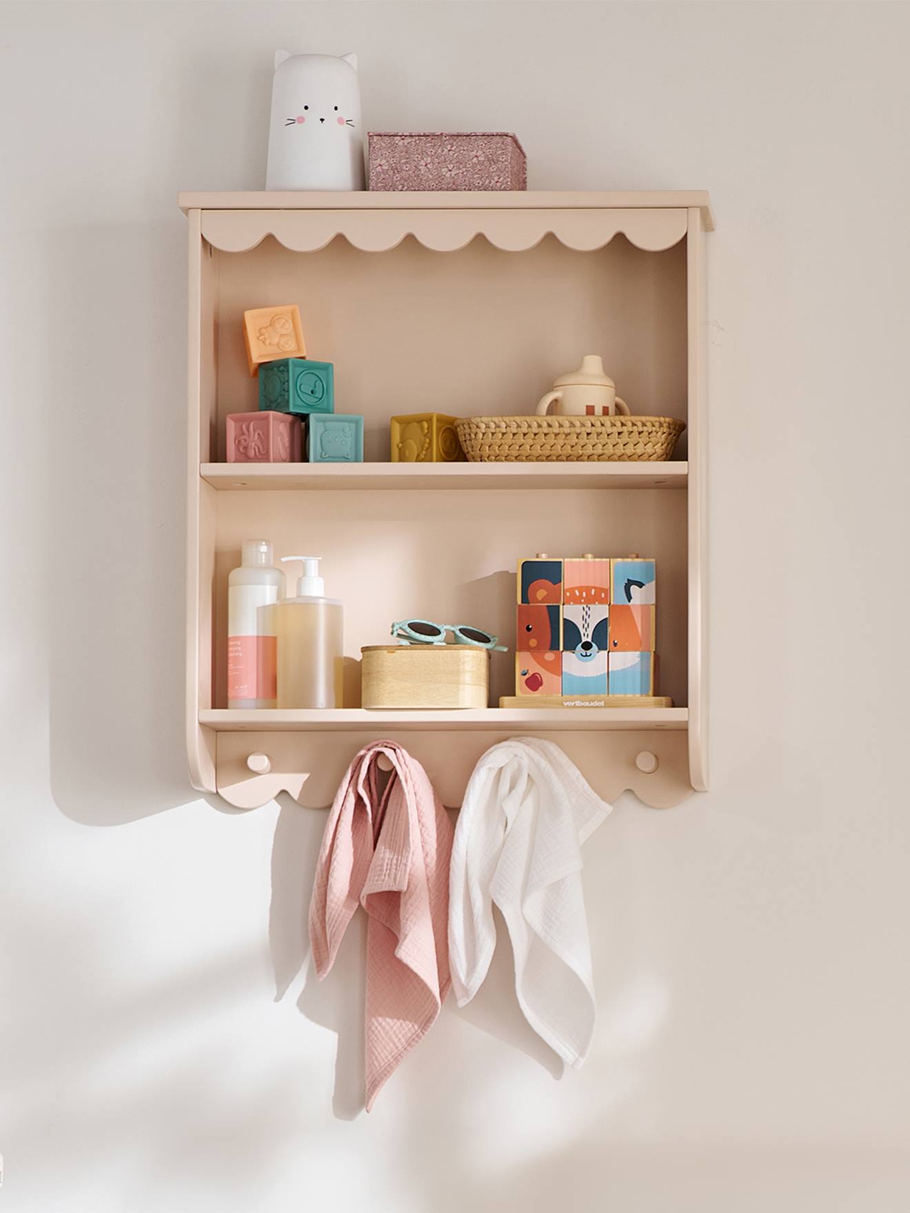 Étagère Feston avec patère rose