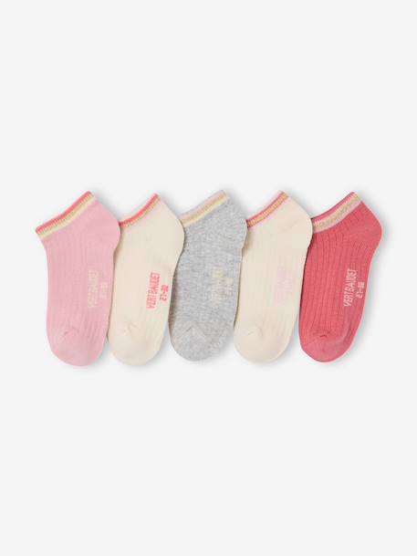 Fille-Sous-vêtement-Chaussettes-Lot de 5 paires de socquettes fille en maille côtelée