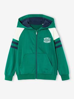Sweat garçon zippé à capuche sport manches raglan   - vertbaudet enfant