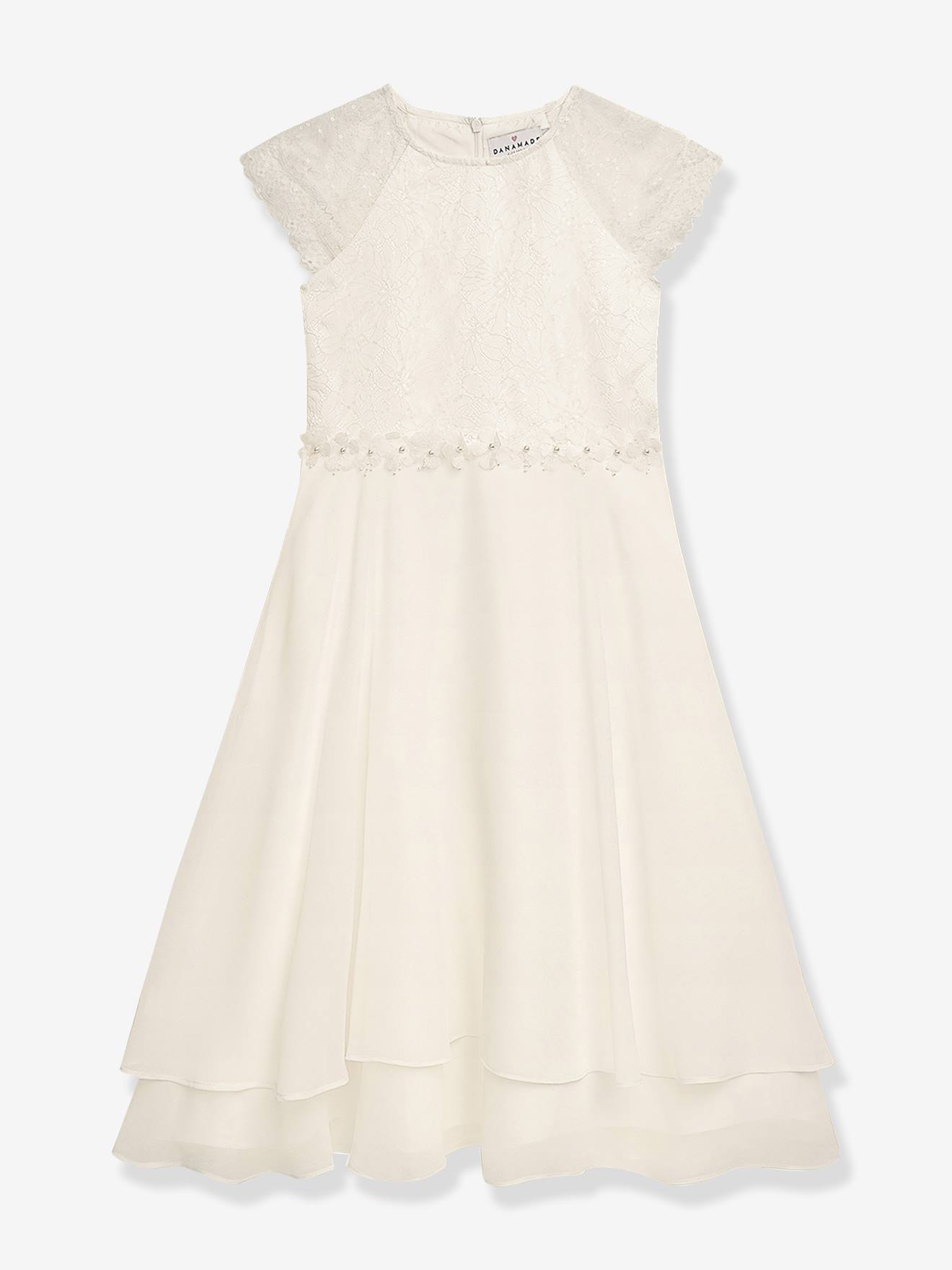 Robe de cérémonie DXYNTHIA avec haut en dentelle, fille DANAMADE, ivoire blanc