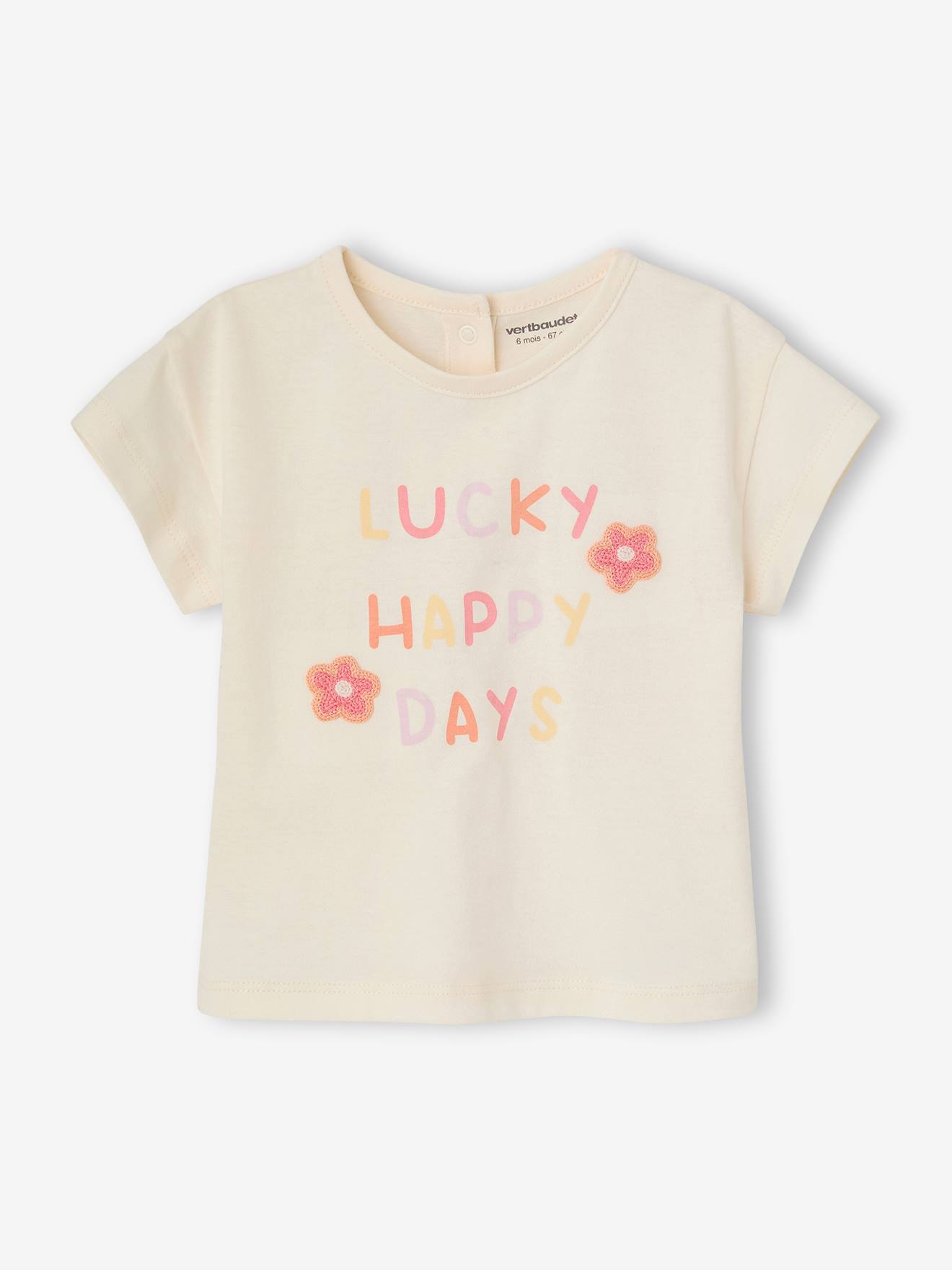 T-shirt bébé fille détails en crochet écru
